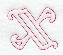 Majestic Letter X (Redwork) - 5 Inch