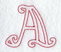 Majestic Letter A (Redwork) - 5 Inch