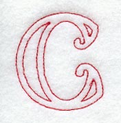 Majestic Letter C (Redwork) - 5 Inch