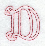 Majestic Letter D (Redwork) - 5 Inch