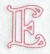 Majestic Letter E (Redwork) - 5 Inch