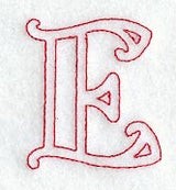 Majestic Letter E (Redwork) - 5 Inch
