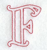 Majestic Letter F (Redwork) - 5 Inch
