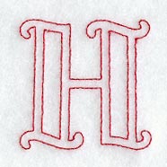 Majestic Letter H (Redwork) - 5 Inch