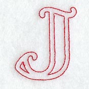 Majestic Letter J (Redwork) - 5 Inch