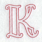 Majestic Letter K (Redwork) - 5 Inch