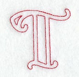 Majestic Letter T (Redwork) - 5 Inch