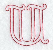 Majestic Letter U (Redwork) - 5 Inch