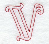 Majestic Letter V (Redwork) - 5 Inch