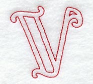 Majestic Letter V (Redwork) - 5 Inch