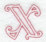 Majestic Letter X (Redwork) - 5 Inch