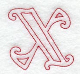 Majestic Letter X (Redwork) - 5 Inch