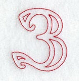 Majestic Number 3 (Redwork) - 5 Inch