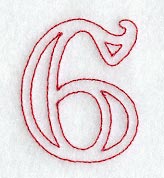Majestic Number 6 (Redwork) - 5 Inch