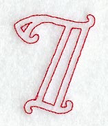 Majestic Number 7 (Redwork) - 5 Inch