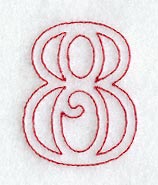 Majestic Number 8 (Redwork) - 5 Inch