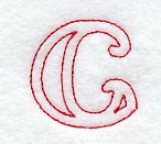 Majestic Letter C (Redwork) - 5 Inch