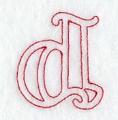 Majestic Letter D (Redwork) - 5 Inch