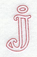 Majestic Letter J (Redwork) - 5 Inch