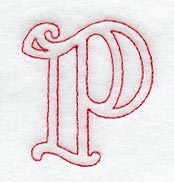 Majestic Letter P (Redwork) - 5 Inch