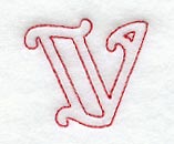 Majestic Letter V (Redwork) - 5 Inch