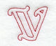 Majestic Letter V (Redwork) - 5 Inch