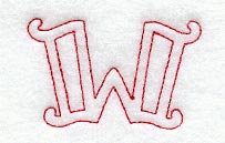 Majestic Letter W (Redwork) - 5 Inch