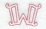 Majestic Letter W (Redwork) - 5 Inch