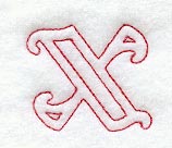 Majestic Letter X (Redwork) - 5 Inch