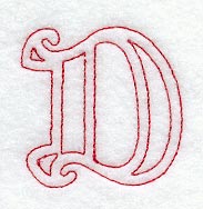 Majestic Letter D (Redwork) - 5 Inch