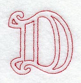 Majestic Letter D (Redwork) - 5 Inch