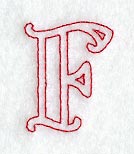 Majestic Letter F (Redwork) - 5 Inch