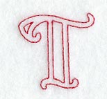 Majestic Letter T (Redwork) - 5 Inch