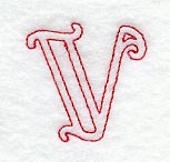 Majestic Letter V (Redwork) - 5 Inch
