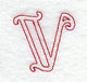 Majestic Letter V (Redwork) - 5 Inch