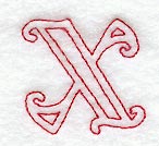 Majestic Letter X (Redwork) - 5 Inch