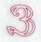 Majestic Number 3 (Redwork) - 5 Inch