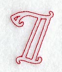 Majestic Number 7 (Redwork) - 5 Inch