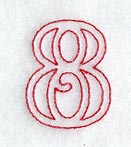 Majestic Number 8 (Redwork) - 5 Inch