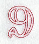 Majestic Number 9 (Redwork) - 5 Inch