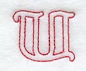 Majestic Letter U (Redwork) - 5 Inch
