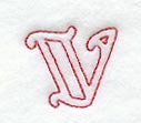 Majestic Letter V (Redwork) - 5 Inch