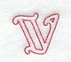Majestic Letter V (Redwork) - 5 Inch