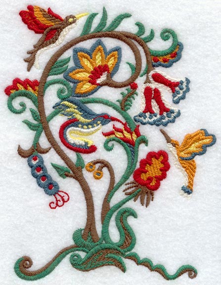 Crewel Hummingbirds and Flowers (Thick Thread)