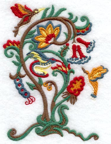 Crewel Hummingbirds and Flowers (Thick Thread)