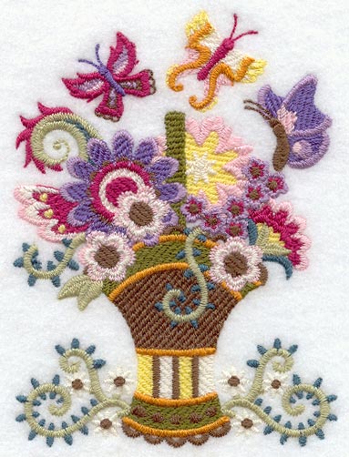 Crewel Butterflies and Flowers (Thick Thread)