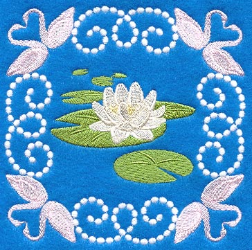 Water Lily and Swans Square (Candlewicking)