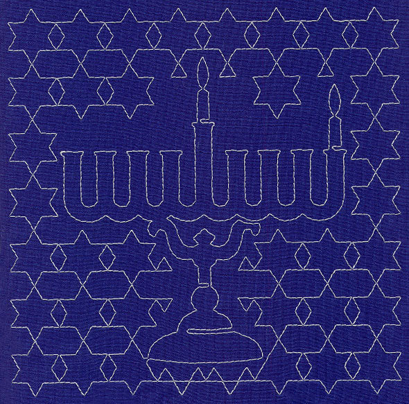 Menorah Sashiko Square - First Night