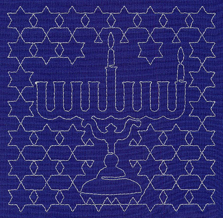 Menorah Sashiko Square - First Night