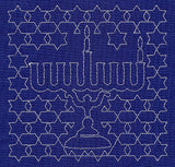 Menorah Sashiko Square - First Night
